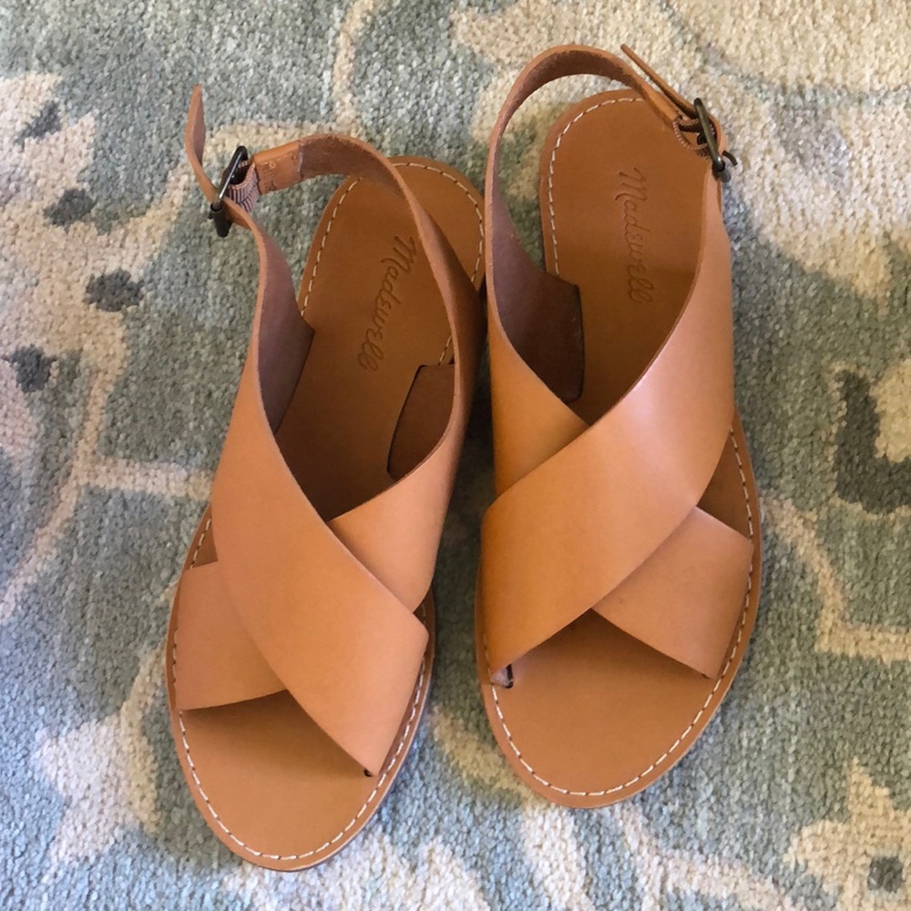 Madewell brown leather flats Sandals.size 71/2
